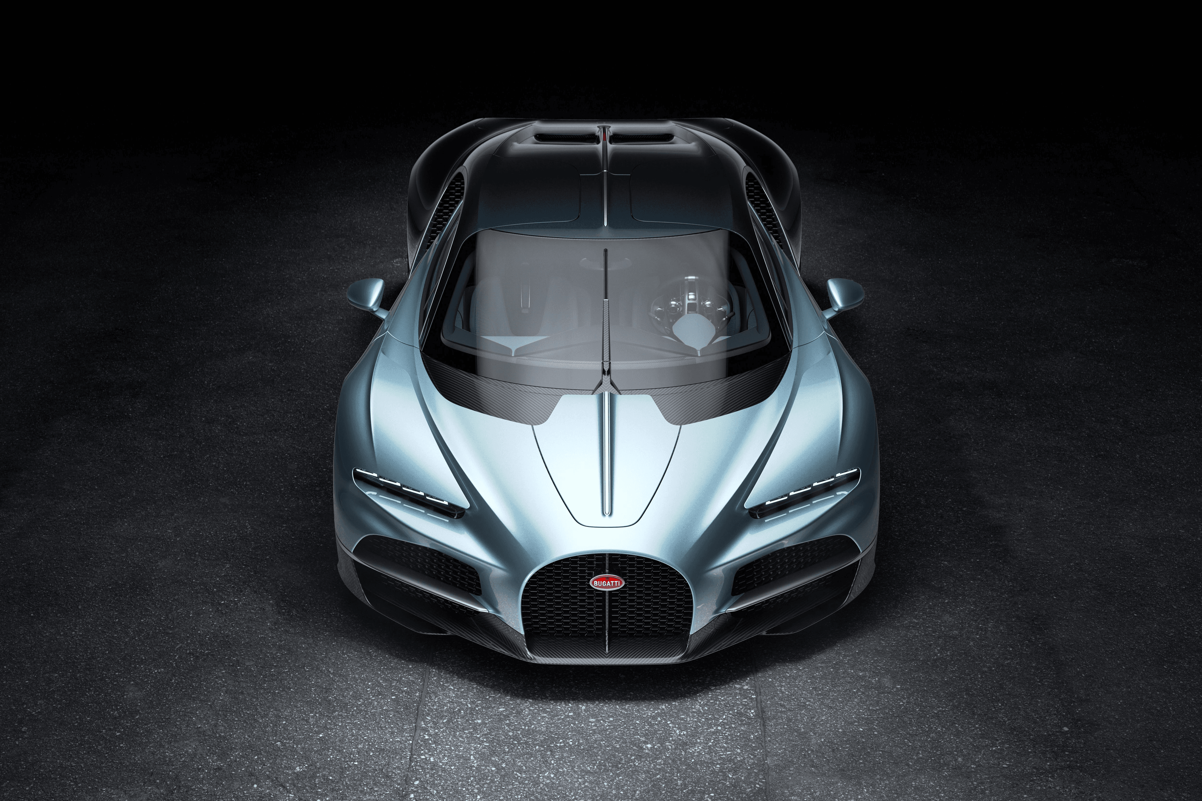 Bugatti Tourbillon, вид спереди и сверху